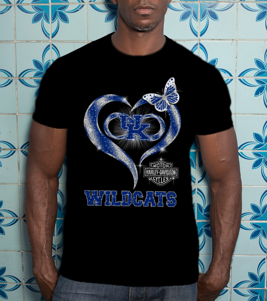 Uk Wildcats Heart Motor Harley Davidson Cycles Butterfly T-Shirt