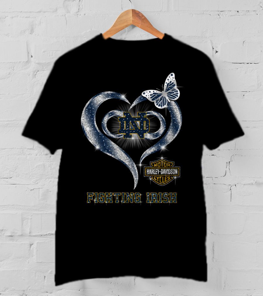 Nd Motor Harley Davidson Cycles Heart Butterfly Fighting Irish T-Shirt
