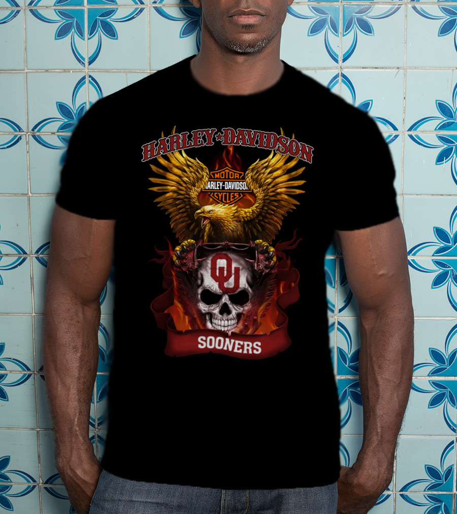 Harley Davidson Eagle Ou Skull Sooners T-Shirt
