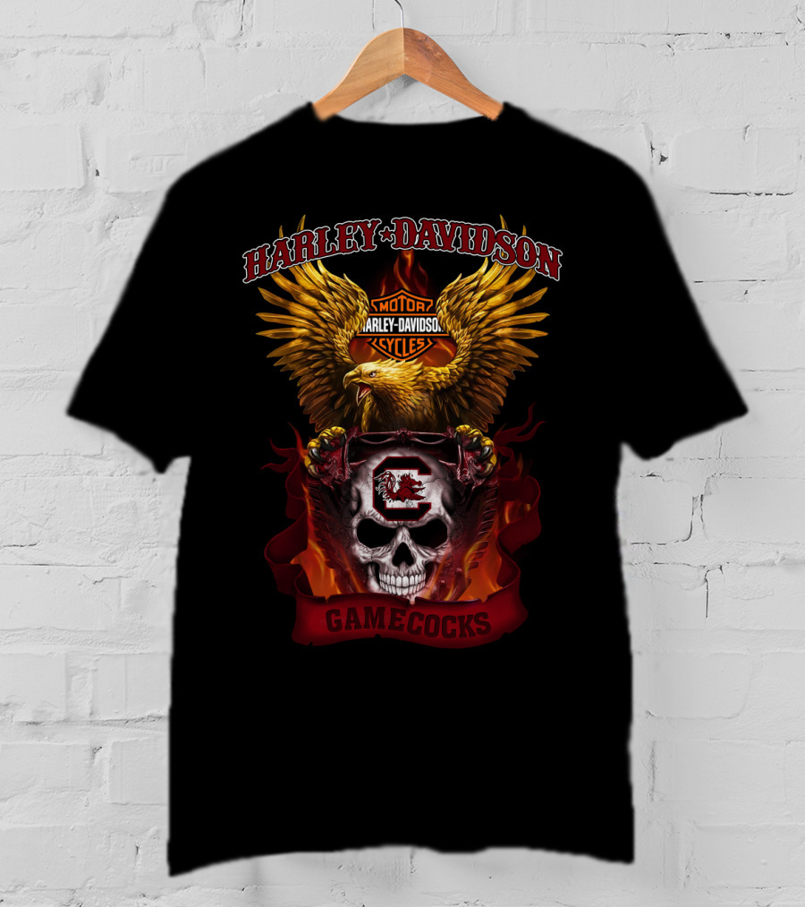 Harley Davidson South Carolina Gamecocks Skull And Eagle T-Shirt
