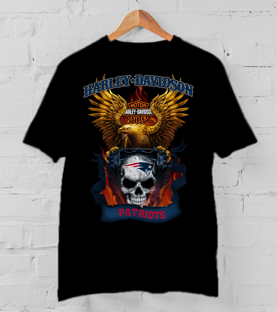 Harley Davidson Motor Cycles Eagle Skull Patriots T-Shirt