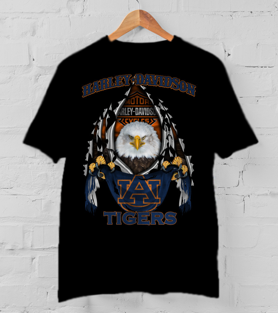 Harley Davidson Auburn Tigers Eagle Motorcycles T-Shirt