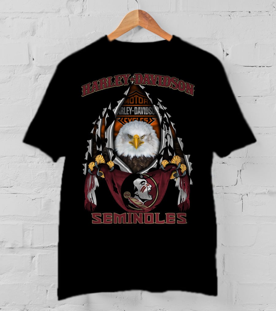 Harley Davidson Seminoles Florida State Ncaa Bald Eagle T-Shirt