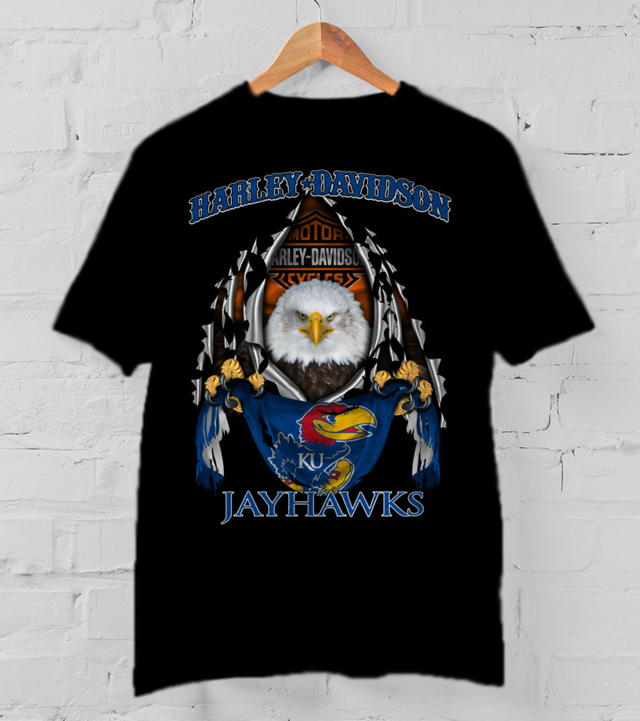 Harley Davidson Kansas Jayhawks Eagle Ku 3003.Ncaa T-Shirt