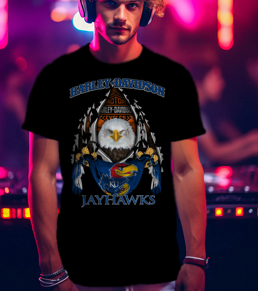 Harley Davidson Kansas Jayhawks Eagle Ku 3003.Ncaa T-Shirt