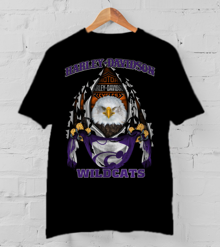Kansas State Wildcats Harley Davidson Bald Eagle T-Shirt