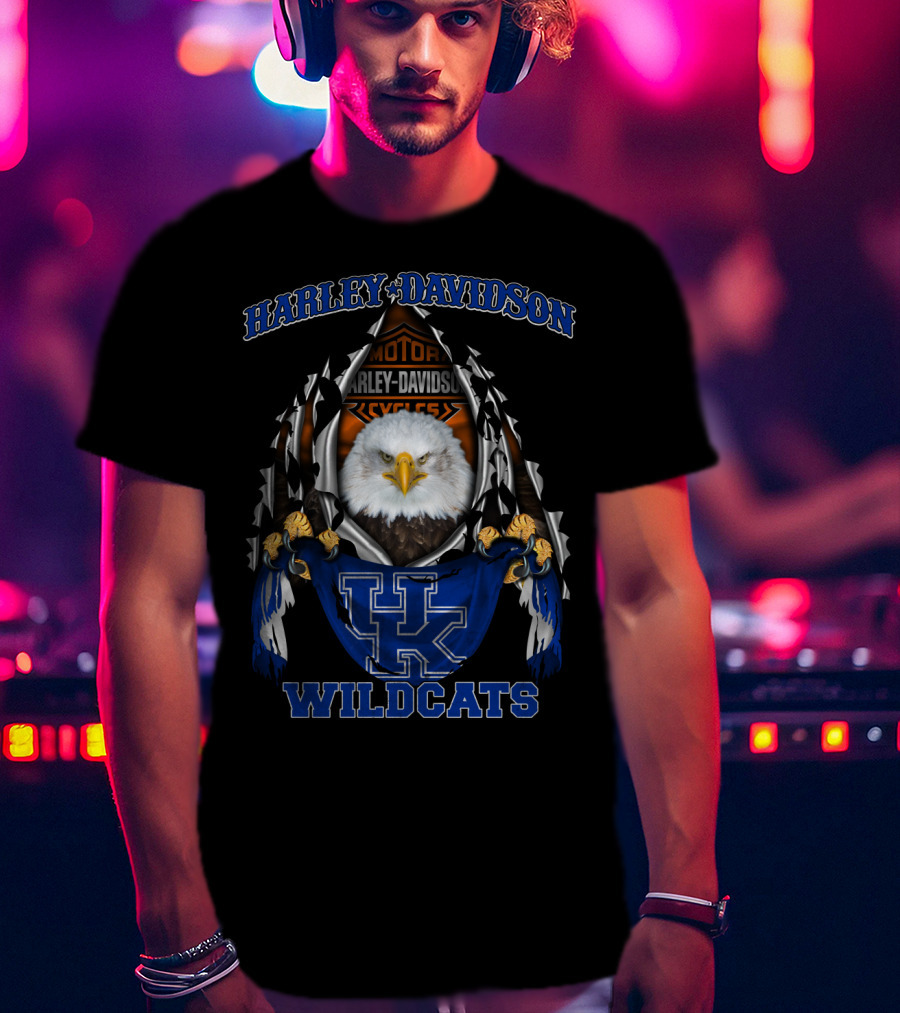 Harley Davidson Kentucky Wildcats Eagles Motor Cycles T-Shirt