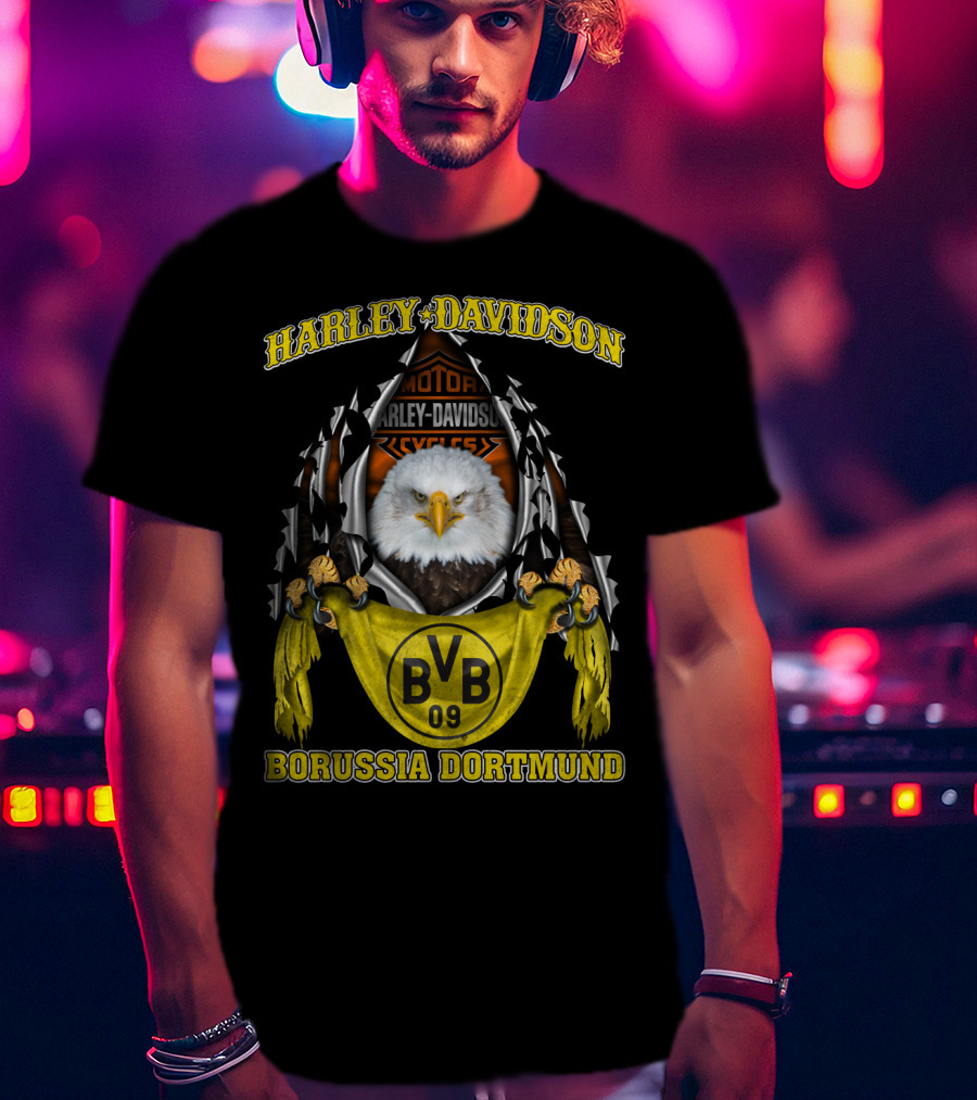 Harley Davidson Bvb 09 Borussia Dortmund Eagle Motor Cycles T-Shirt