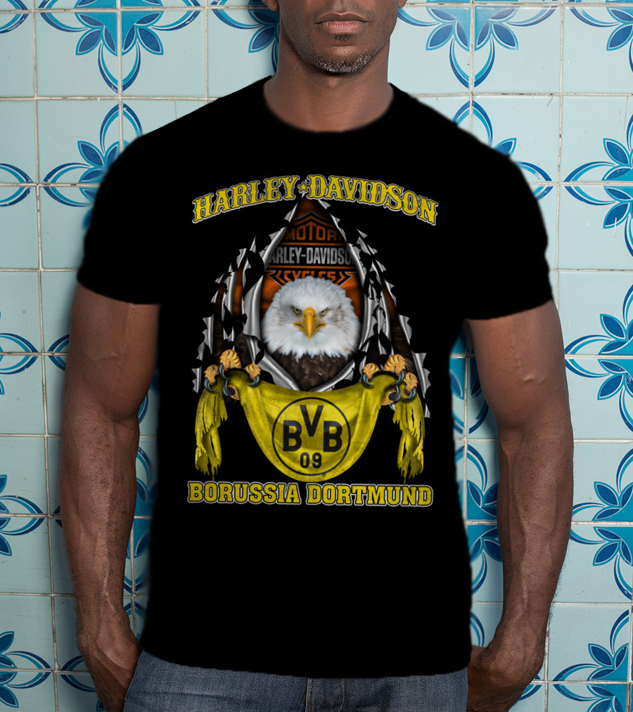 Harley Davidson Bvb 09 Borussia Dortmund Eagle Motor Cycles T-Shirt