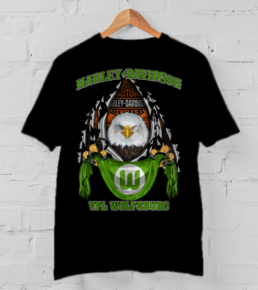 Harley Davidson Vfl Wolfsburg Eagle Motorcycle Motif T-Shirt