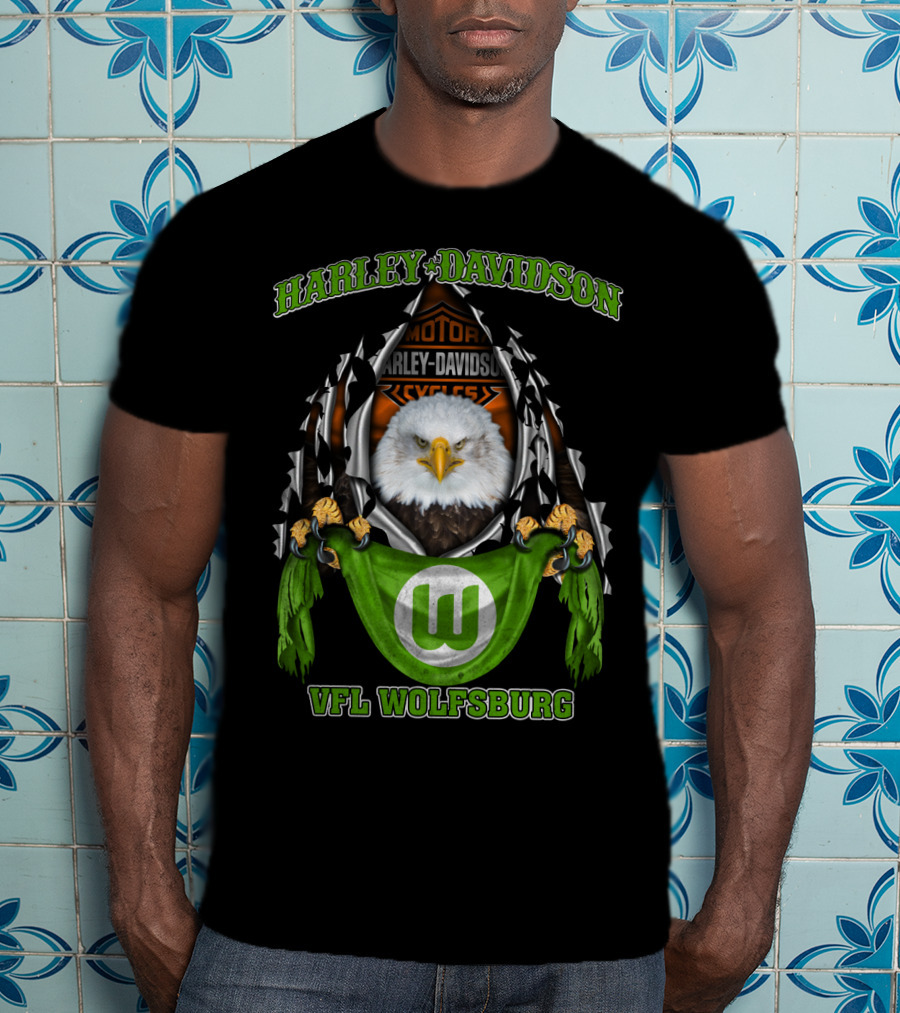 Harley Davidson Vfl Wolfsburg Eagle Motorcycle Motif T-Shirt