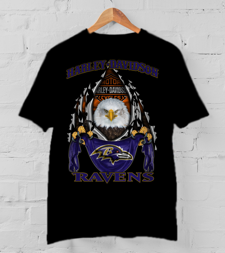 Harley Davidson Baltimore Ravens Eagle Motif T-Shirt