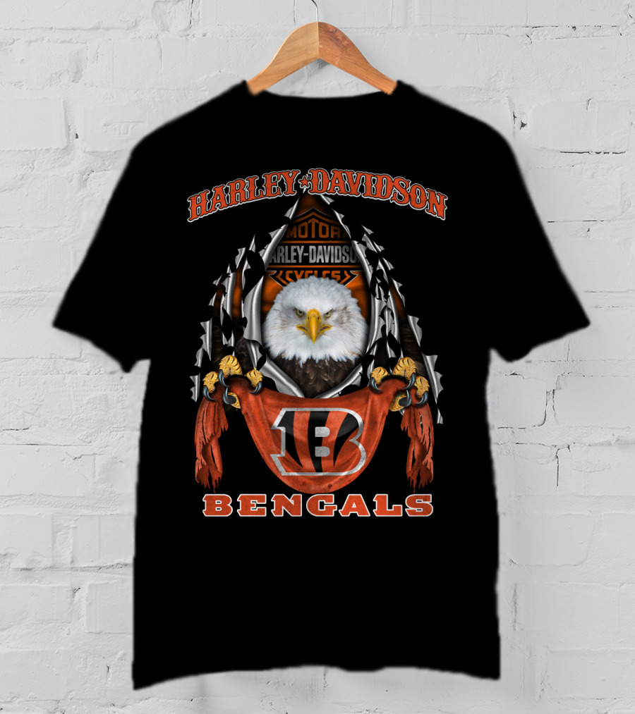 Harley Davidson Motor Cycles Eagle Bengals T-Shirt
