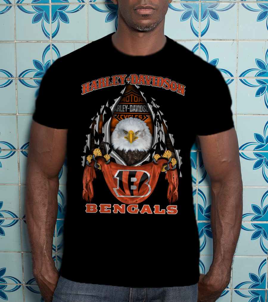 Harley Davidson Motor Cycles Eagle Bengals T-Shirt