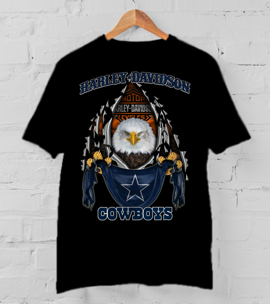 Harley Davidson Motorcycles Eagle Dallas Cowboys T-Shirt