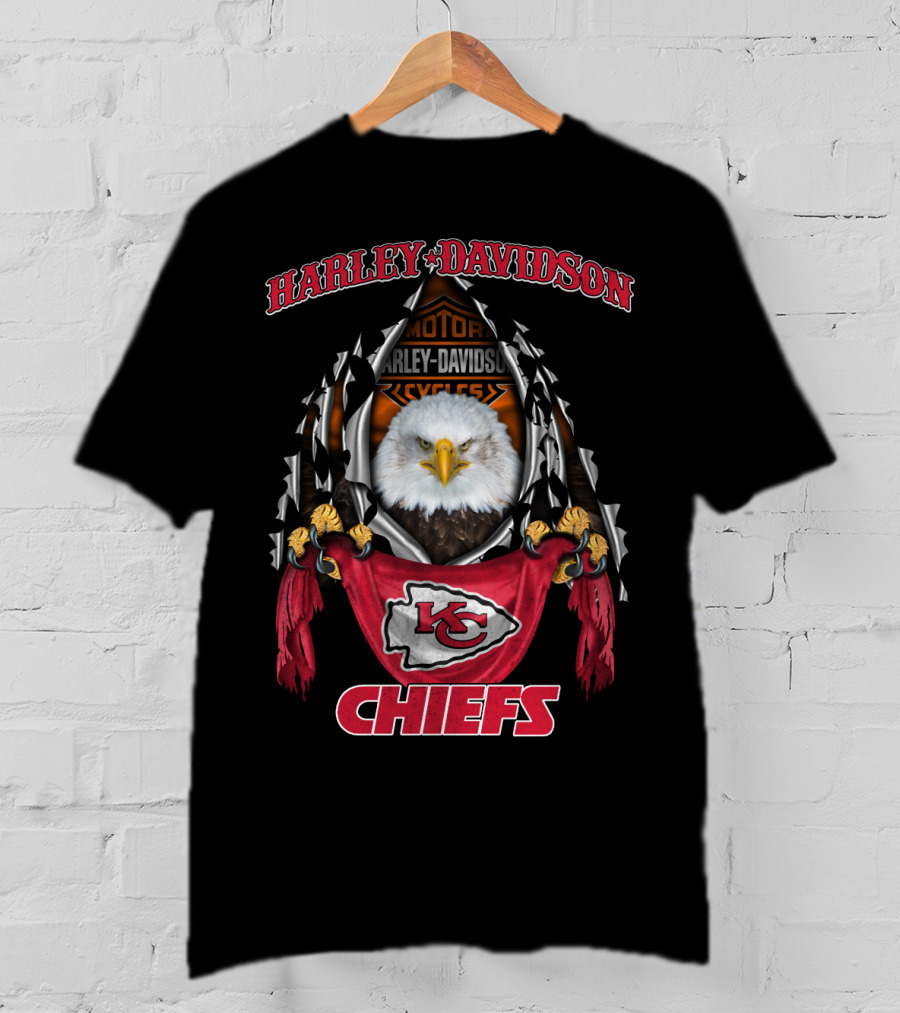 Harley Davidson Kansas City Chiefs Eagle Motorcycles Nfl T-Shirt