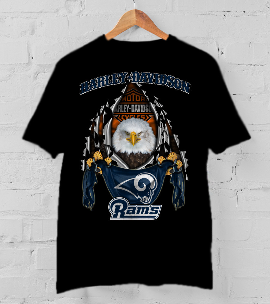 Harley Davidson Motor Cycles Eagle Los Angeles Rams T-Shirt