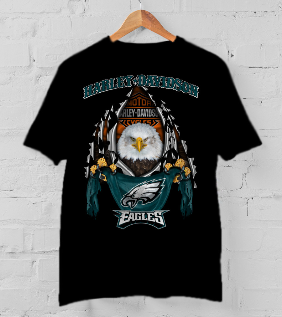 Harley Davidson Eagles Motor Philadelphia Nfl Cycles T-Shirt