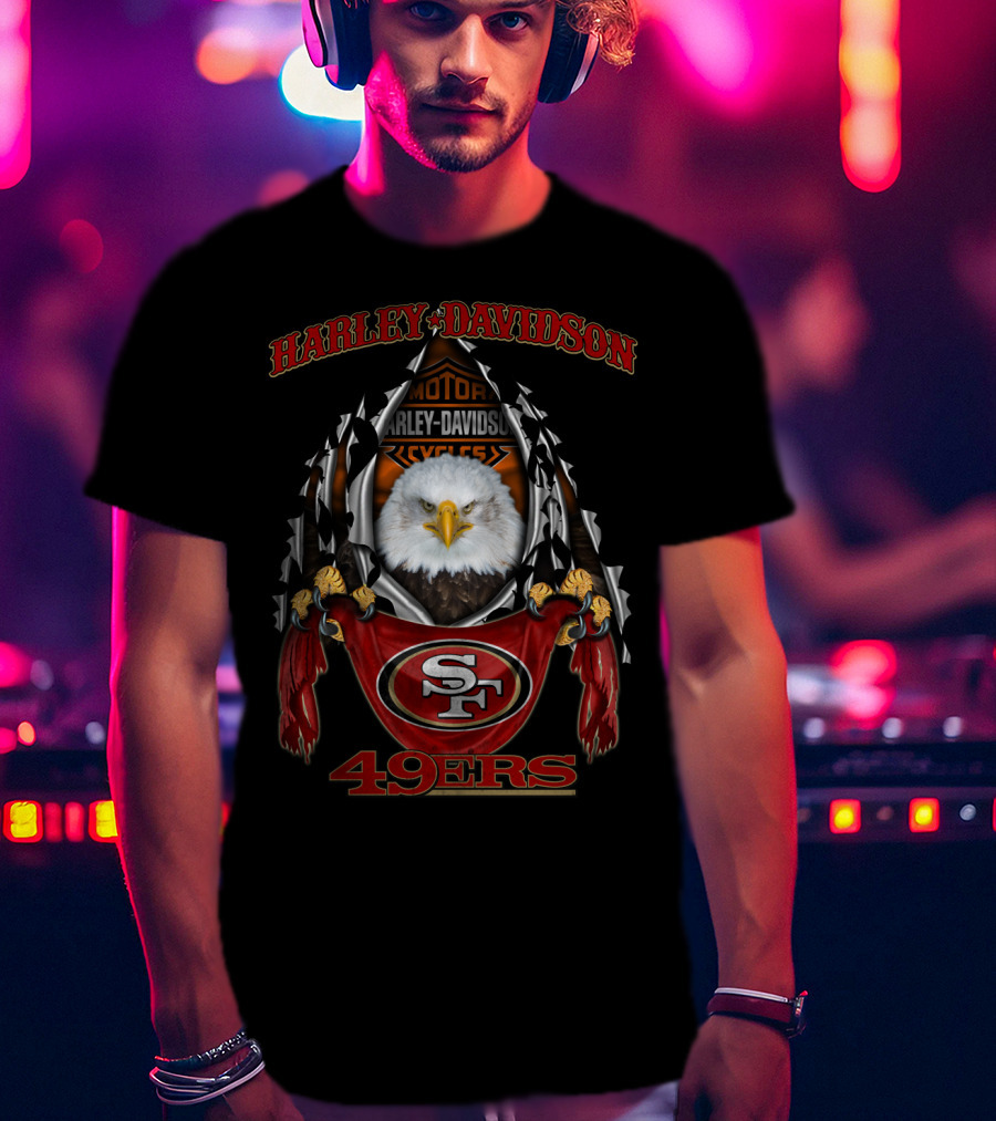 Harley Davidson 49ers Sf Motorcycle Eagle T-Shirt
