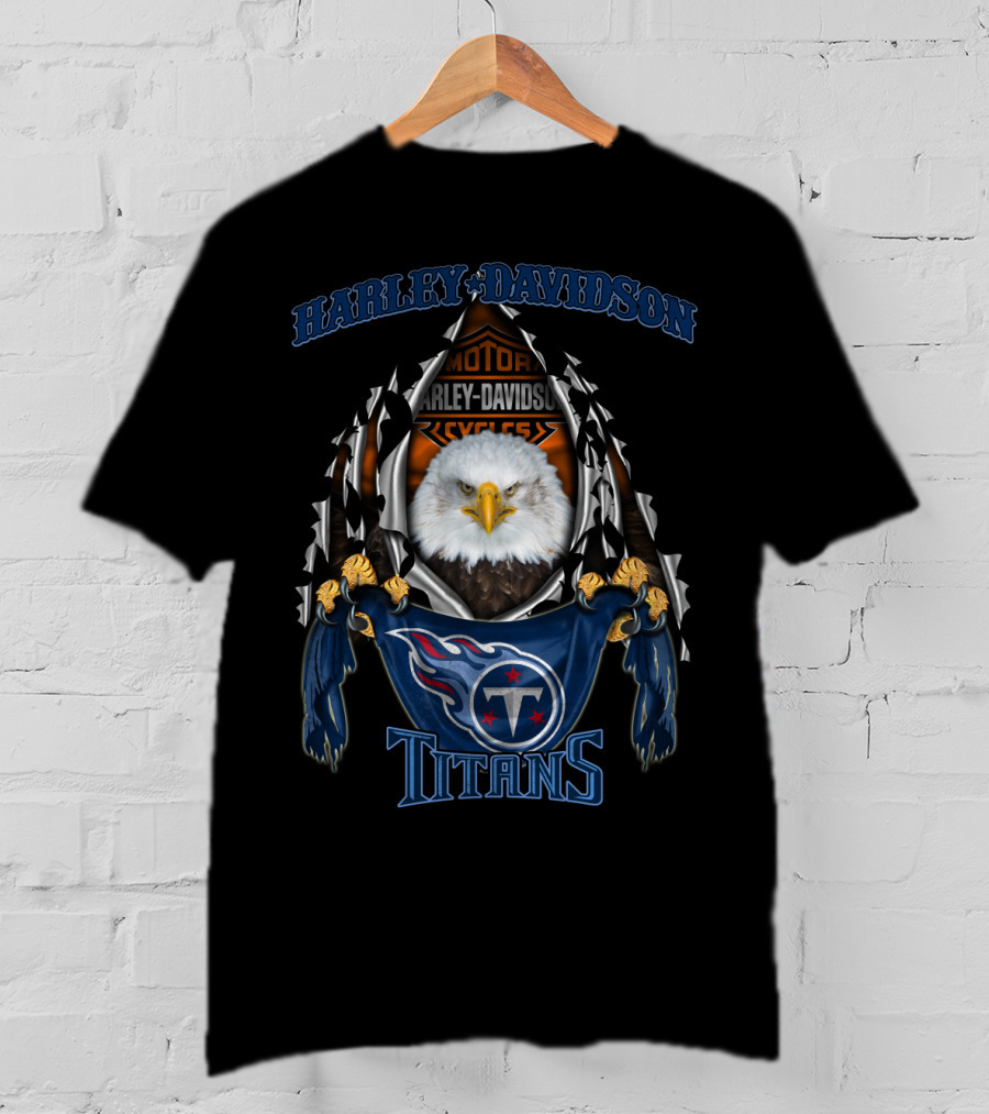 Harley Davidson Motor Cycles Eagle Tennessee Titans T-Shirt