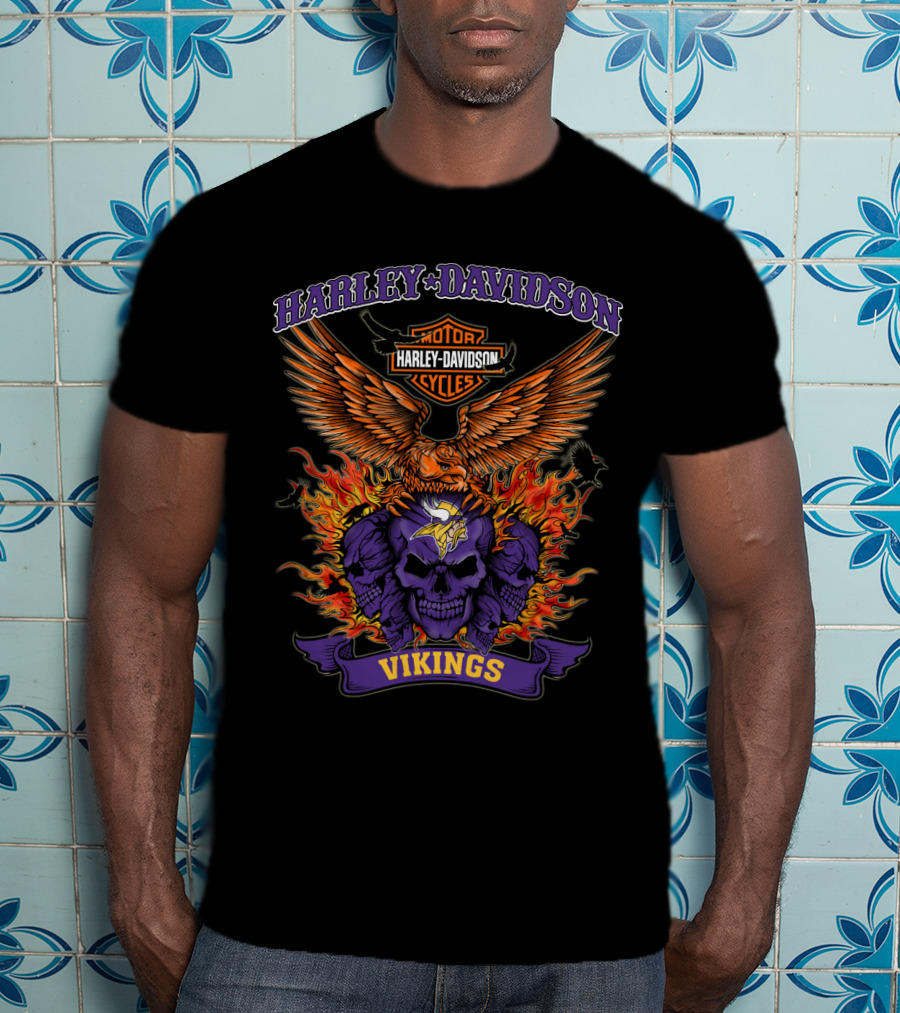 Harley Davidson Motor Cycles Vikings 0304 Nfl Minnesota Vikings T-Shirt
