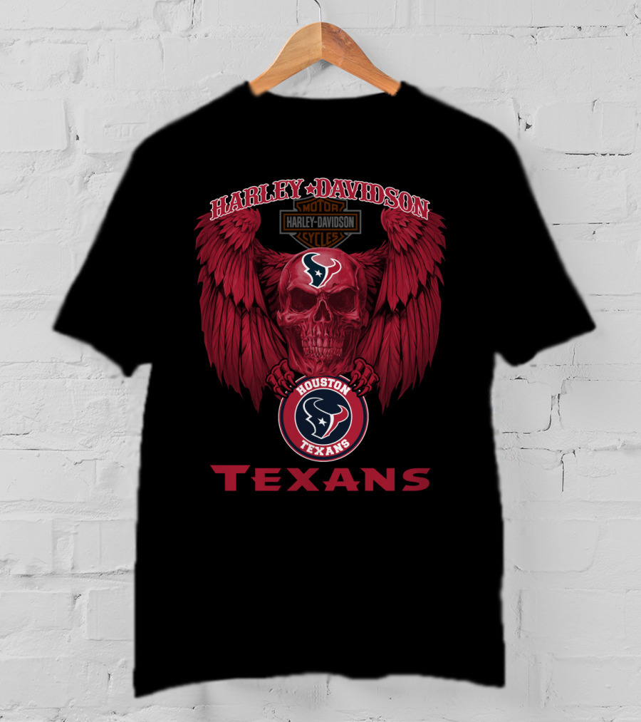 Harley Davidson Houston Texans Winged Skull Nfl T-Shirt