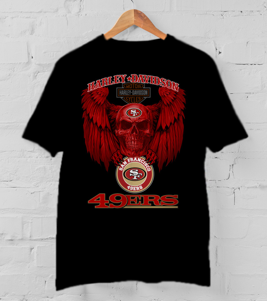 Harley Davidson San Francisco 49ers Skull Wings 49ers T-Shirt