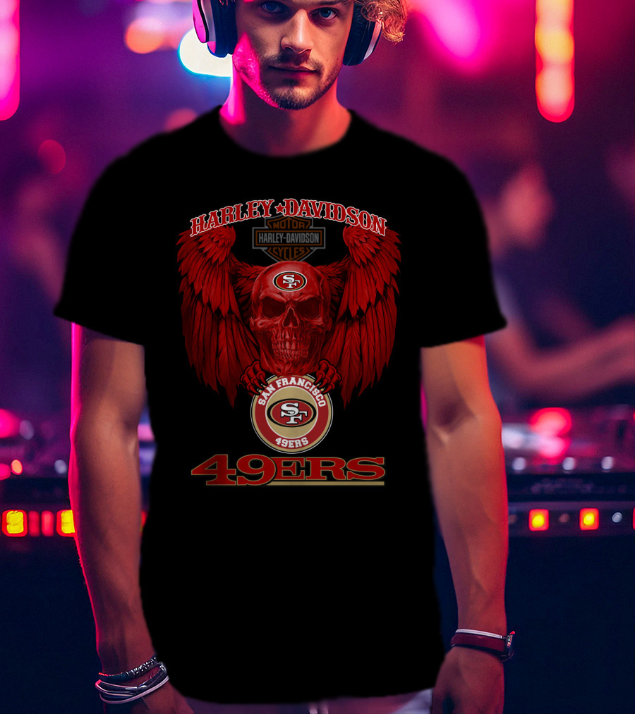 Harley Davidson San Francisco 49ers Skull Wings 49ers T-Shirt