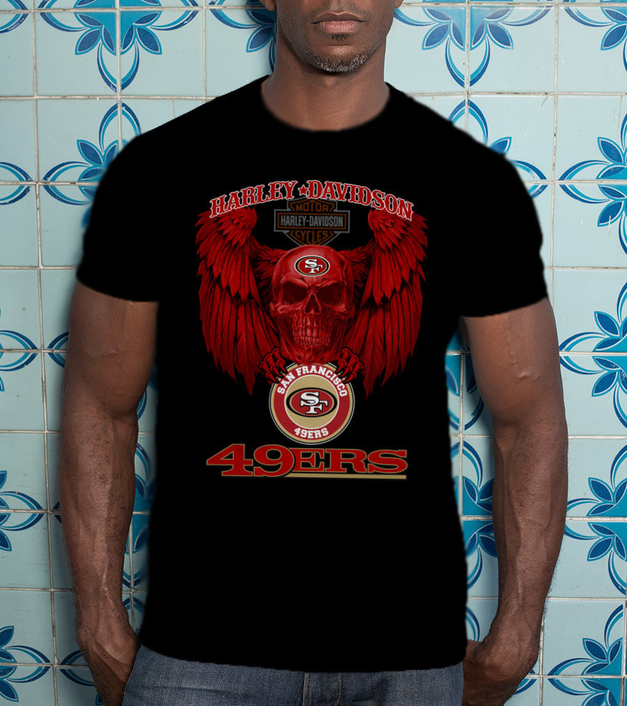 Harley Davidson San Francisco 49ers Skull Wings 49ers T-Shirt