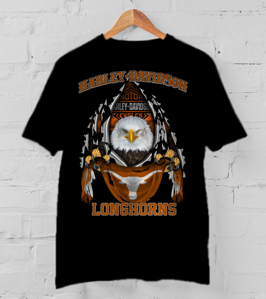 Harley Davidson Texas Longhorns Eagle Motorcycles T-Shirt