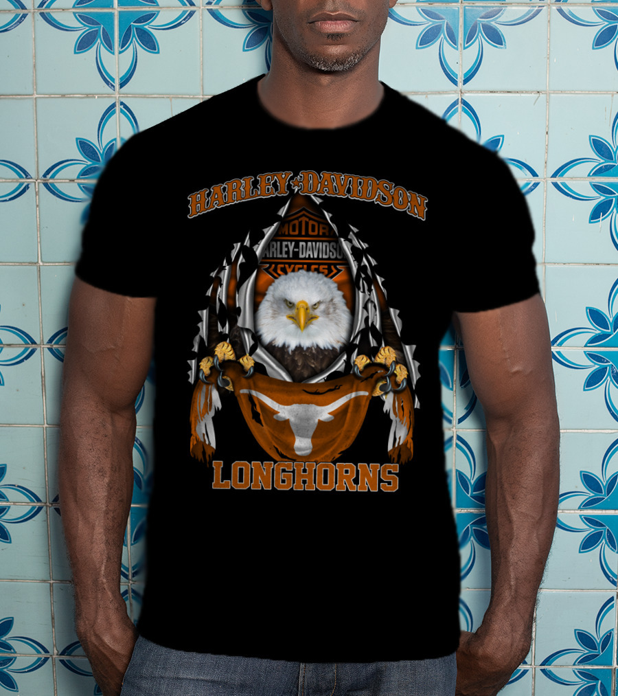 Harley Davidson Texas Longhorns Eagle Motorcycles T-Shirt