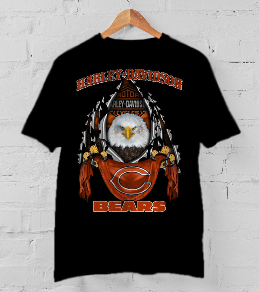 Harley Davidson Bears Chicago Nfl Motorcycle Eagle T-Shirt