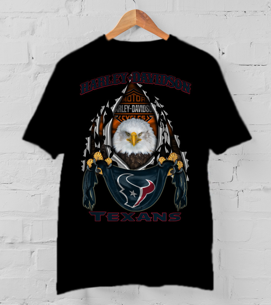 Harley Davidson Motorcycles Eagle Houston Texans T-Shirt