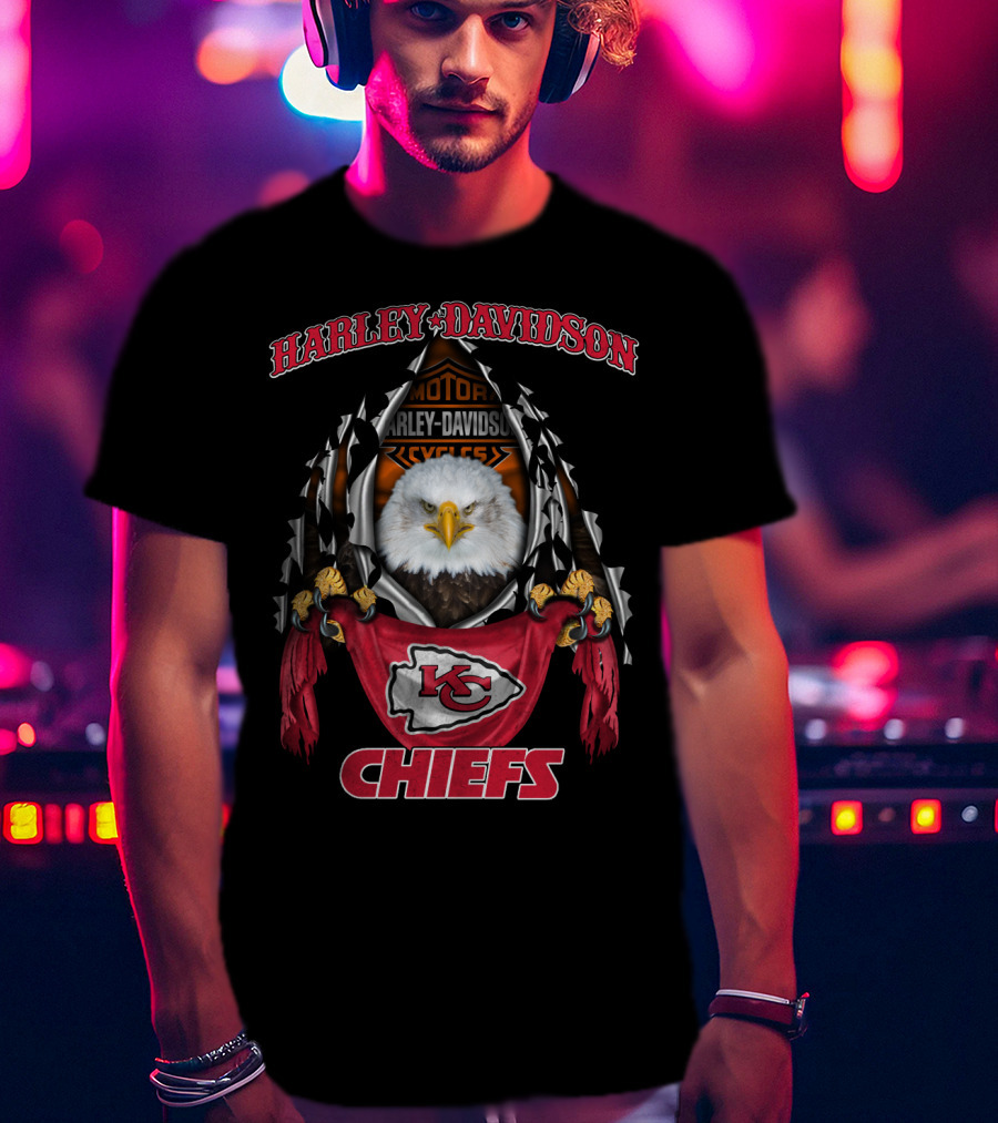 Harley Davidson Motorcycles Eagle Kansas City Chiefs T-Shirt