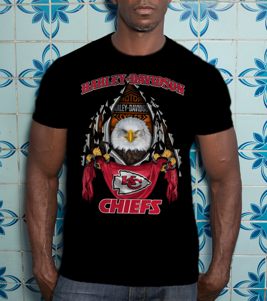 Harley Davidson Motorcycles Eagle Kansas City Chiefs T-Shirt