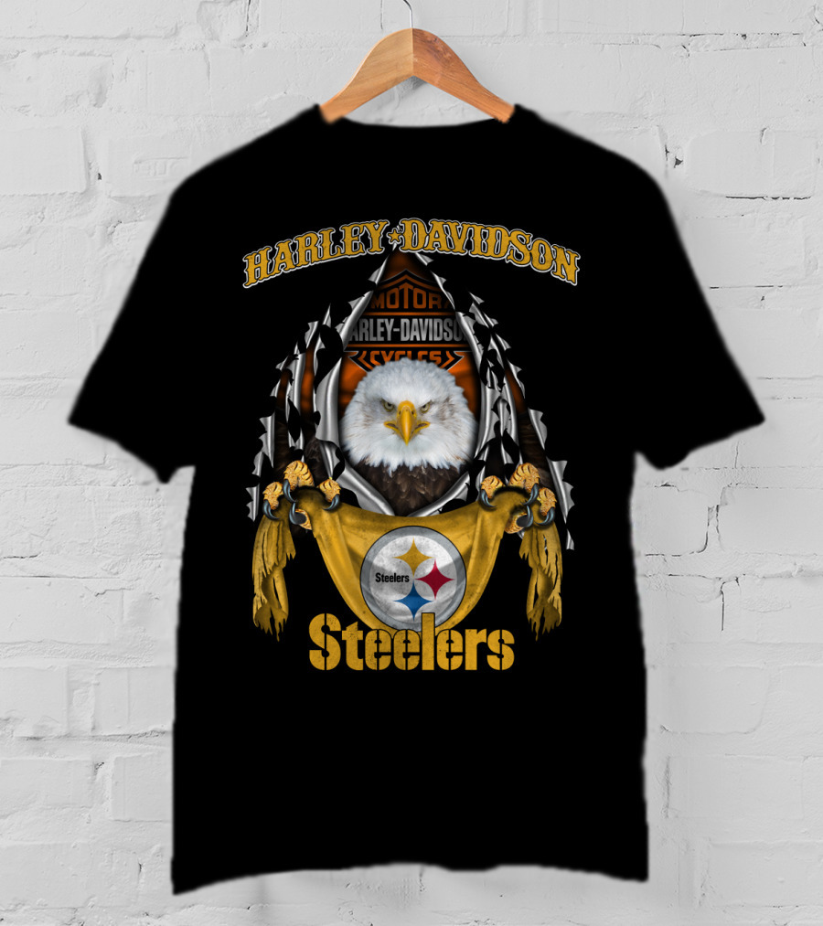 Harley Davidson Motorcycles Steelers Eagle T-Shirt