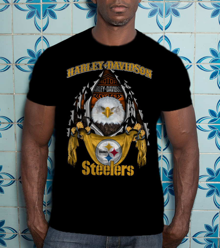 Harley Davidson Motorcycles Steelers Eagle T-Shirt