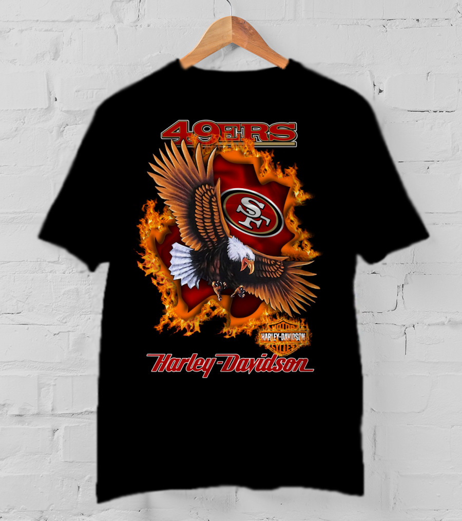 49ers Sf Harley Davidson Eagle Flame T-Shirt
