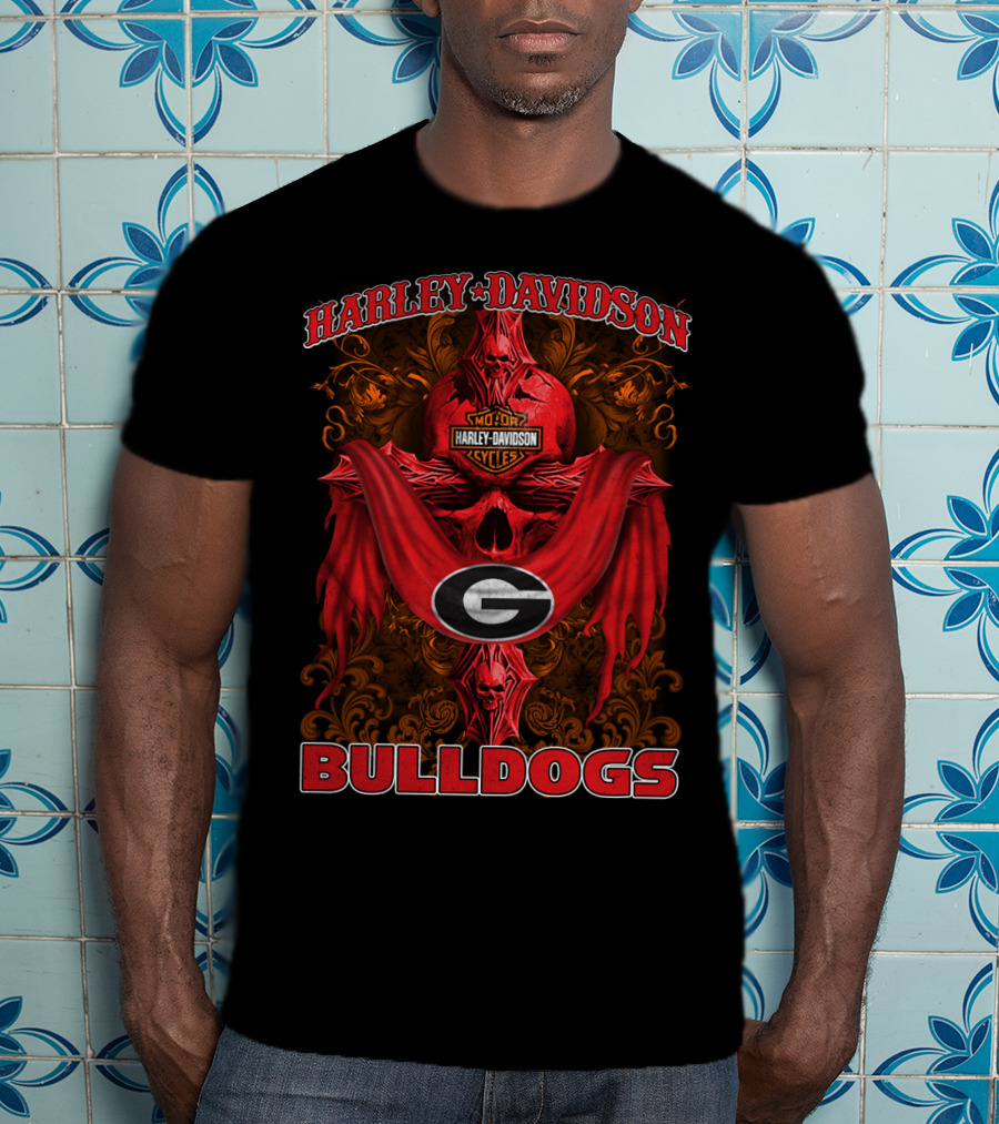 Harley Davidson Georgia Bulldogs Motorcycle Cycles T-Shirt