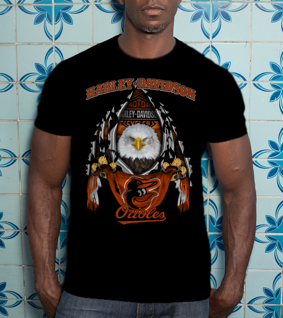 Harley Davidson Motorcycles Baltimore Orioles Eagle T-Shirt