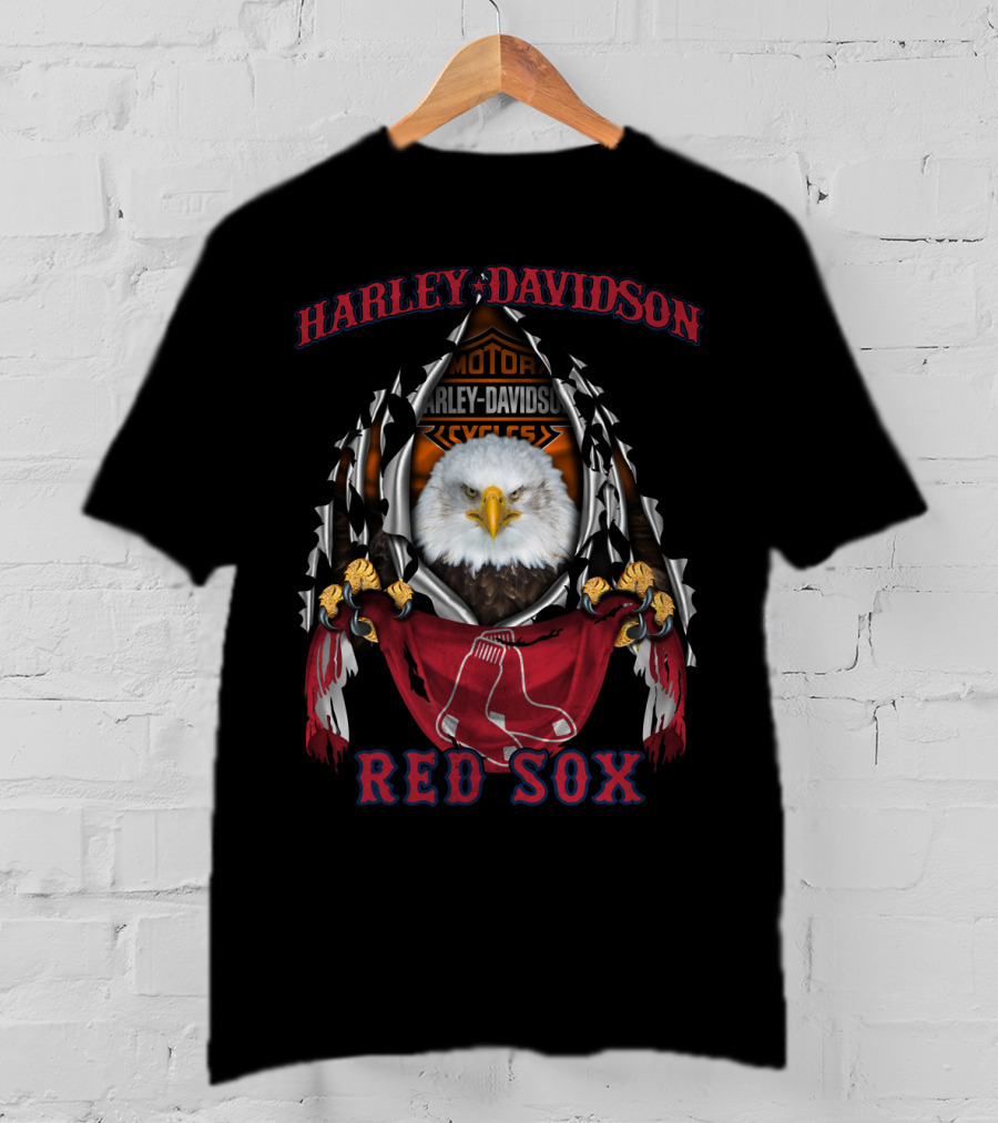 Harley Davidson Motorcycles Eagle Boston Red Sox T-Shirt