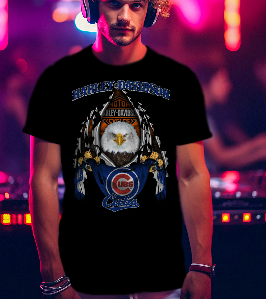 Harley Davidson Motor Eagles Cubs Chicago T-Shirt