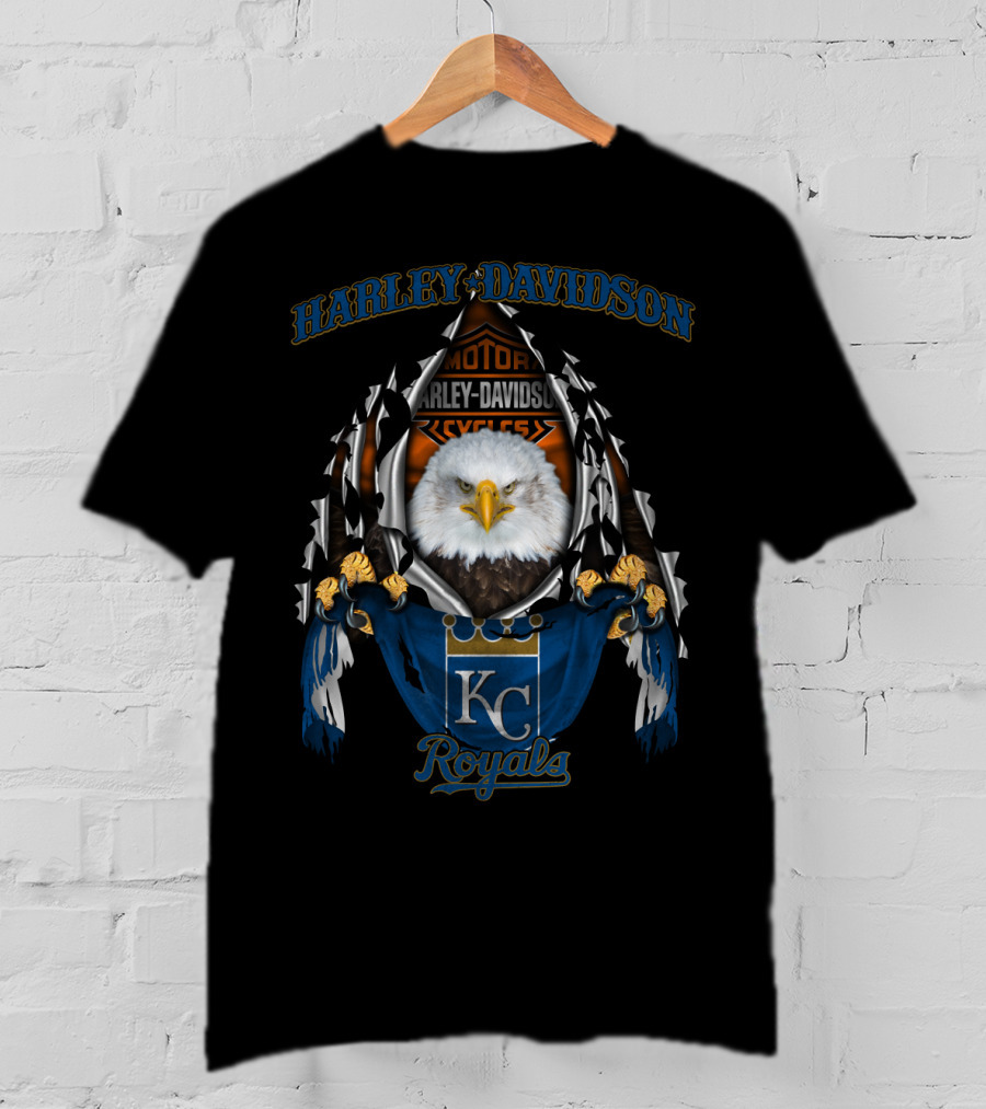 Harley Davidson Kc Royals Bald Eagle Motorcycles T-Shirt