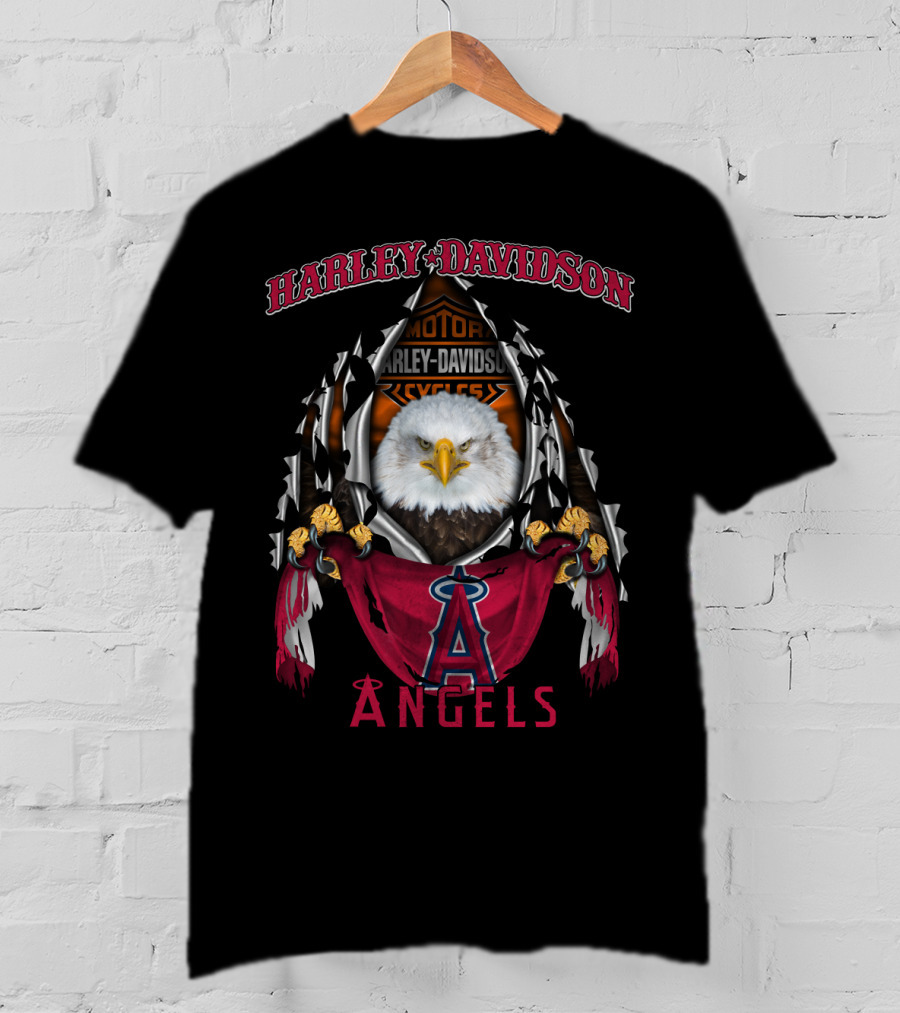 Harley Davidson Los Angeles Angels Motorcycles Eagle T-Shirt