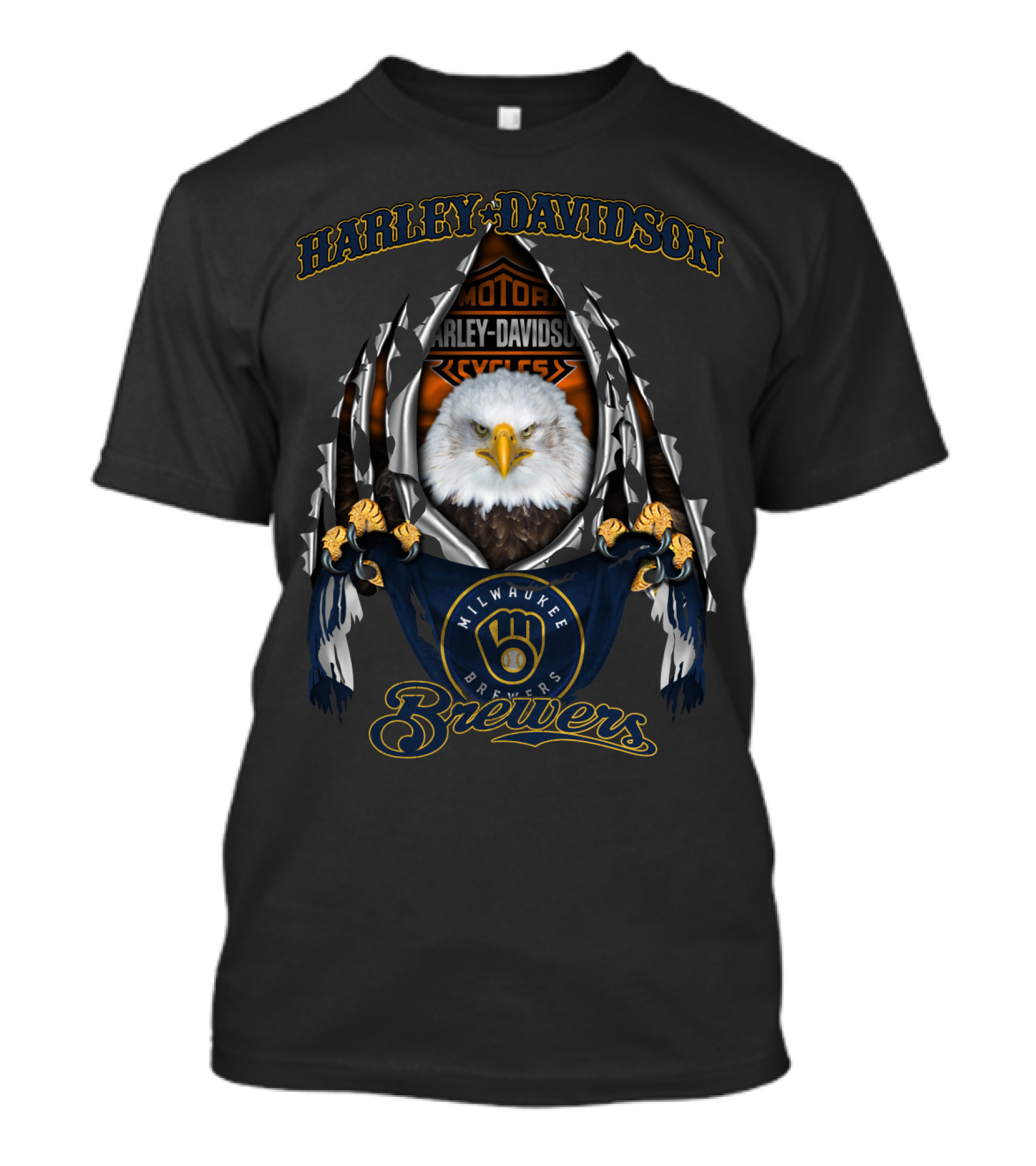 Harley Davidson Milwaukee Brewers Eagle Motif T-Shirt