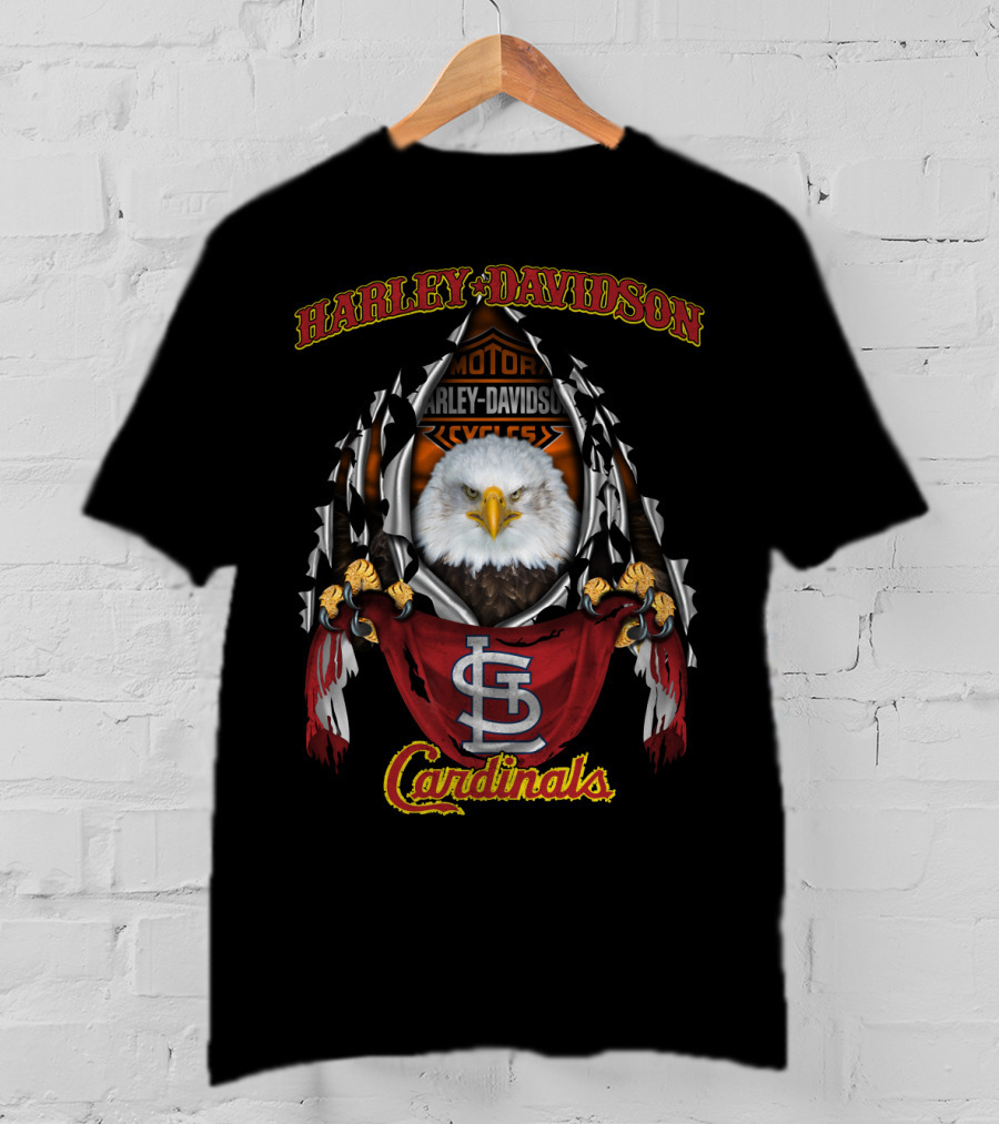 Harley Davidson St Louis Cardinals Bald Eagle T-Shirt