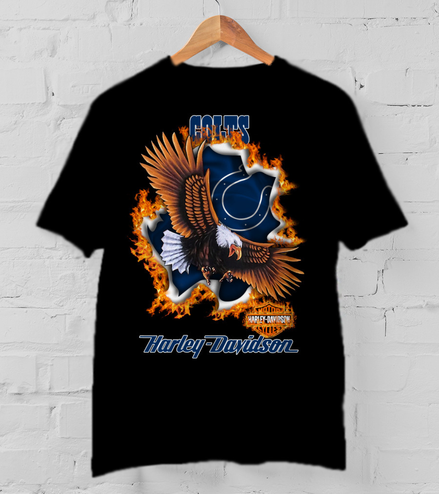 Colts Harley Davidson Eagle With Flame T-Shirt