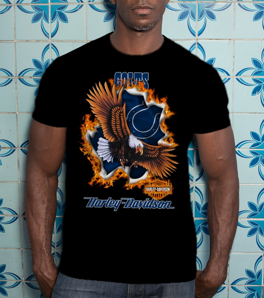 Colts Harley Davidson Eagle With Flame T-Shirt