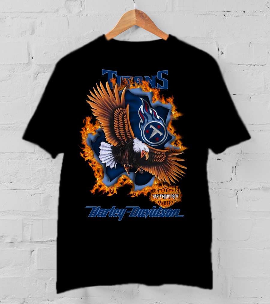 Tennessee Titans Harley Davidson Fire Eagle Nfl 84 T-Shirt