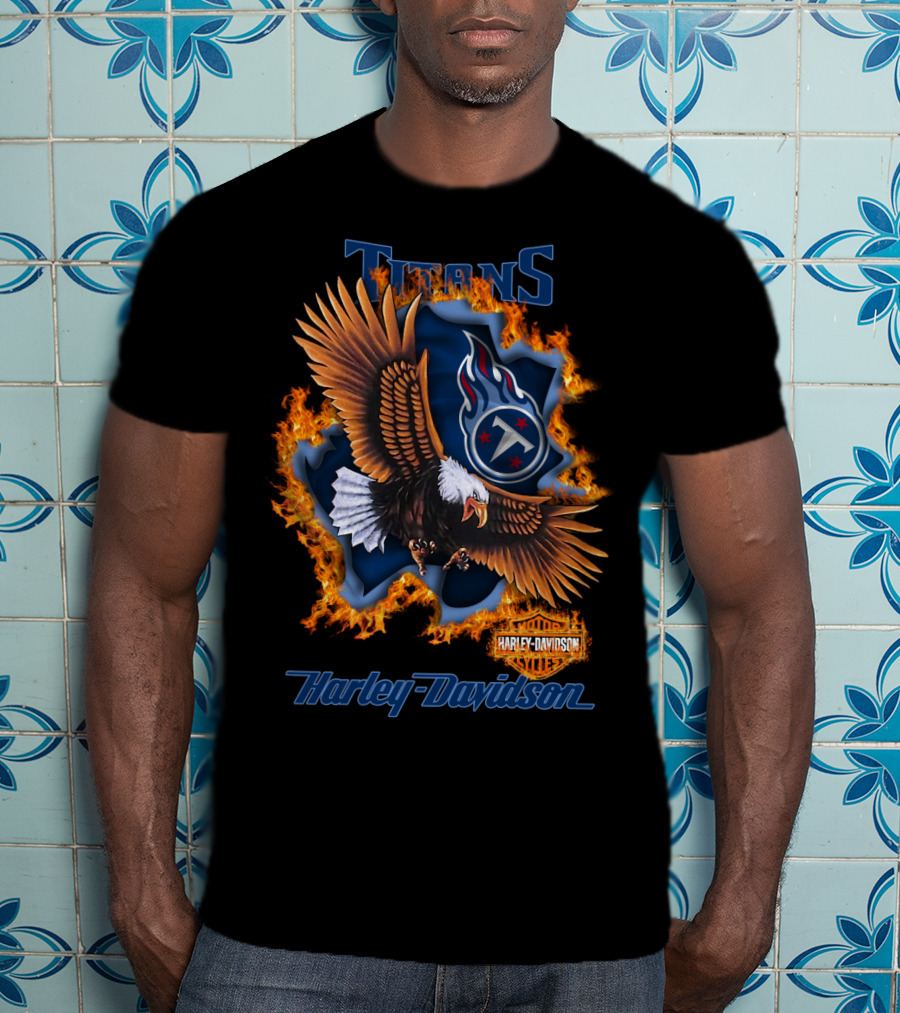 Tennessee Titans Harley Davidson Fire Eagle Nfl 84 T-Shirt